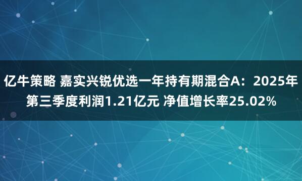 亿牛策略 嘉实兴锐优选一年持有期混合A：2025年第三季度利润1.21亿元 净值增长率25.02%